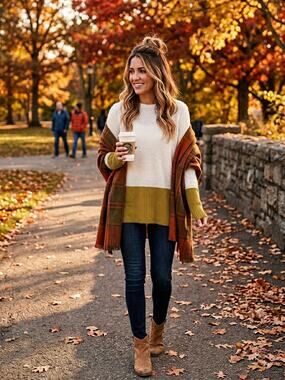 After Market Mohair Colorblock Sweater Cream Chartreuse S Fuzzy G0079